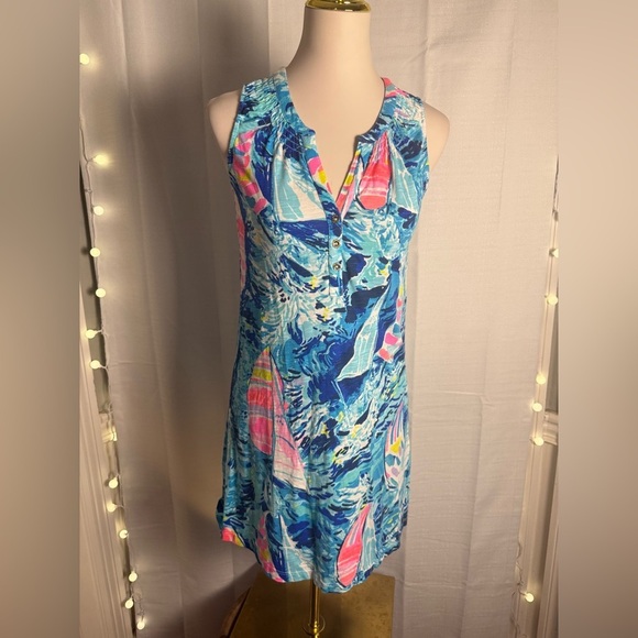 Lilly Pulitzer Blue and Pink Halter Mini Sundress - Picture 9 of 9